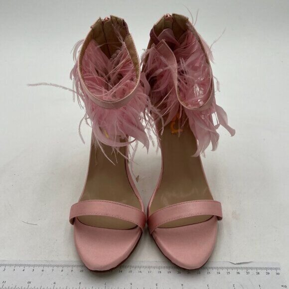 FSJ Women Trendy Open Toe Thin High Heel Sandals Ankle Straps Fur Stiletto Prom - Picture 3 of 8